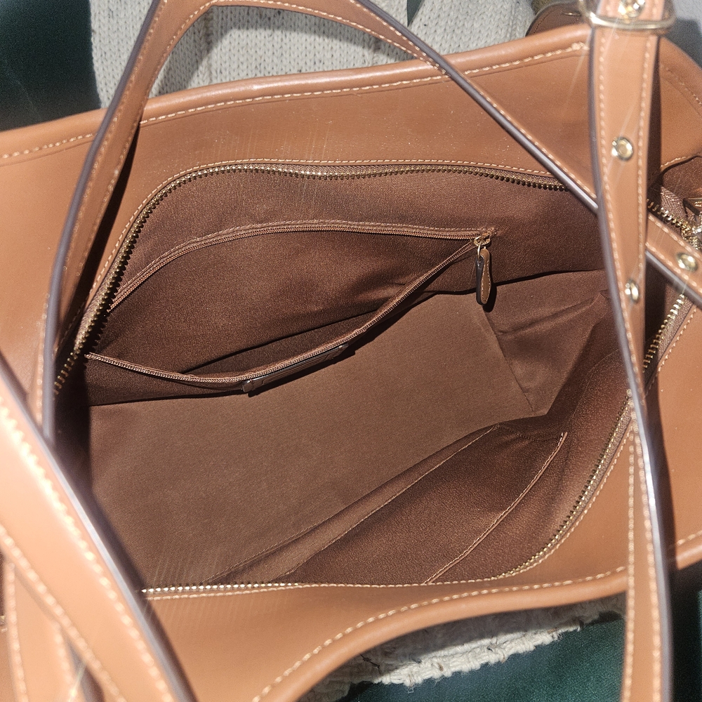 Coach Brown Leather & Suede Tote - Picture 5 of 7